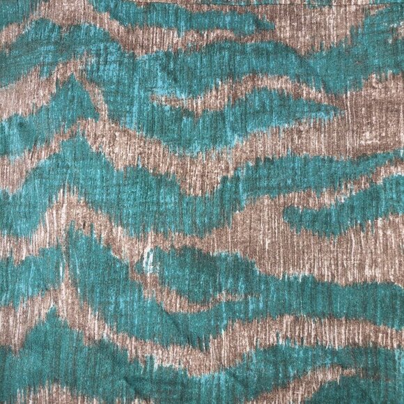 Diane von Furstenberg DVF XS Blouse Green Brown Animal Print Bell Sleeve Button - Picture 10 of 14